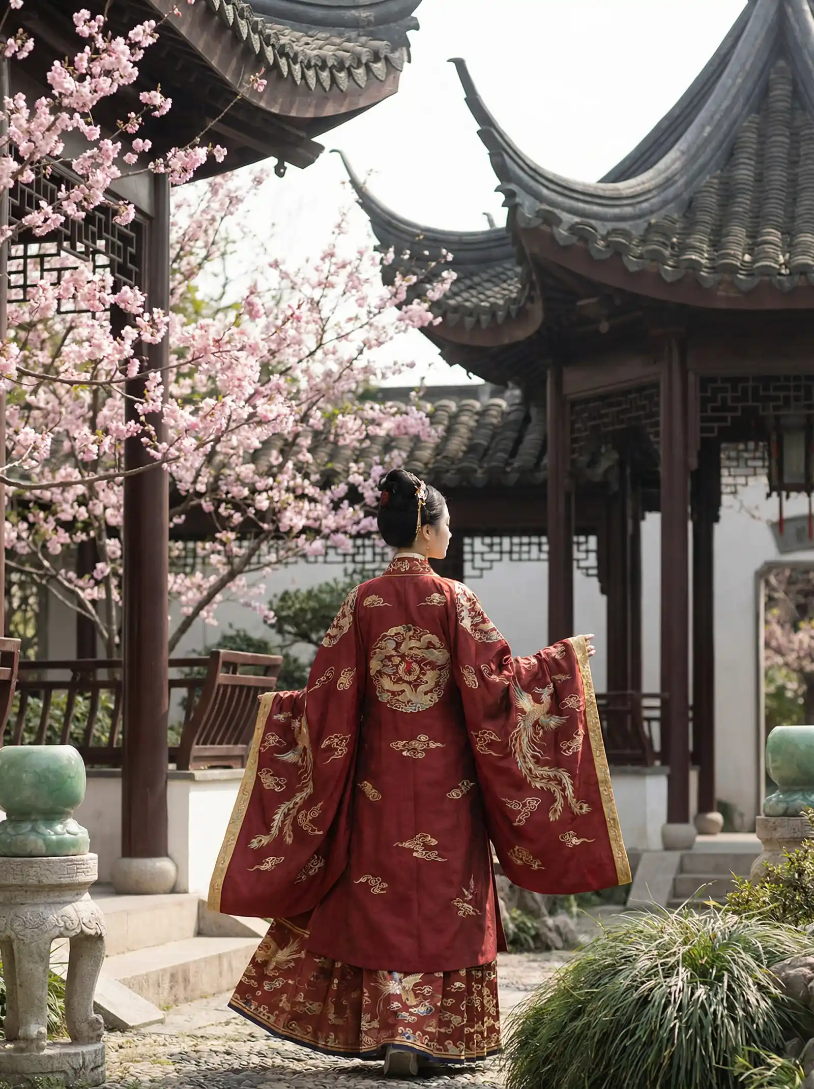 影音先锋av在线资源库 明制汉服红色凤凰刺绣